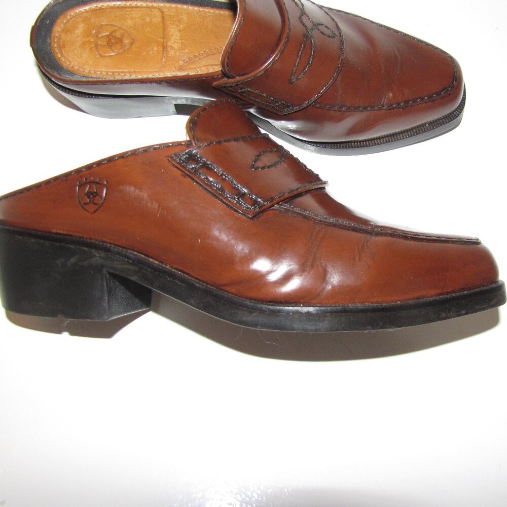 Ariat Slip On Chestnut Patent Leather Mules Clogs Size 7.5M